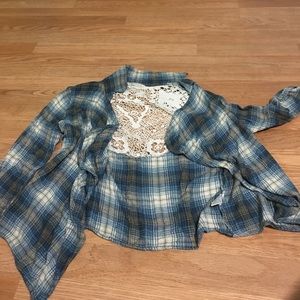 Half Sleeve Plaid Cardigan